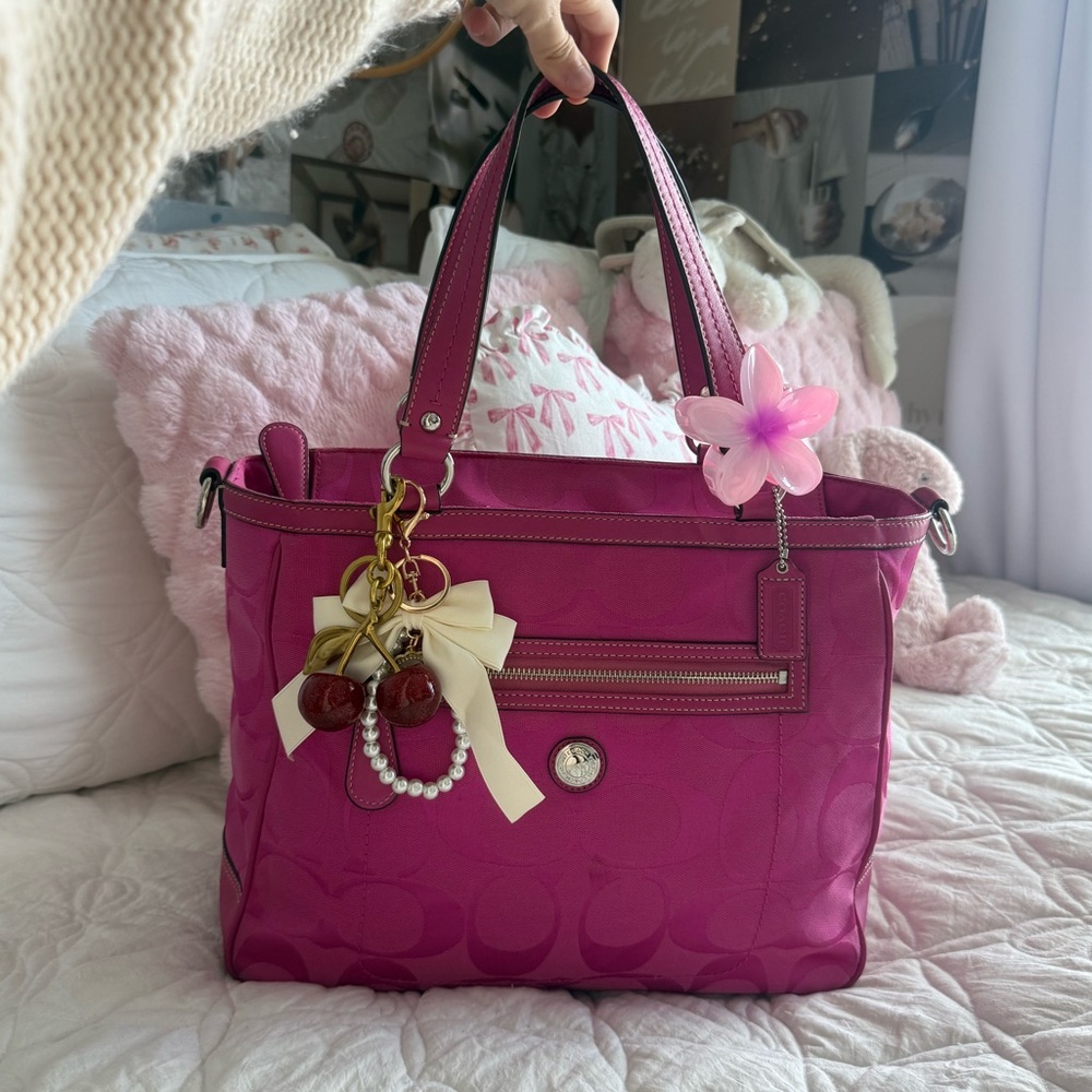 Y2K Coach Hot pink monogram tote bag